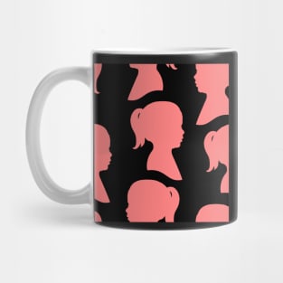 Girl Silhouette - Pink on Black Background Mug